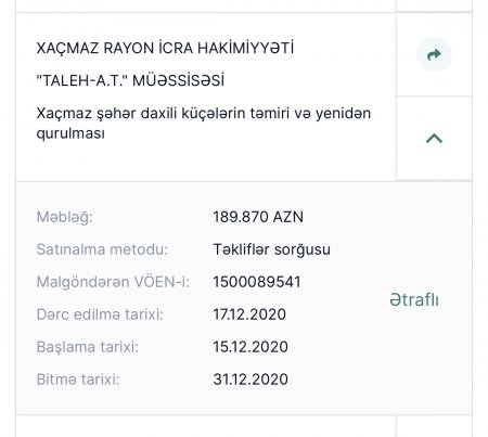 Xaçmazın icra başçısının TENDER OYUNU...