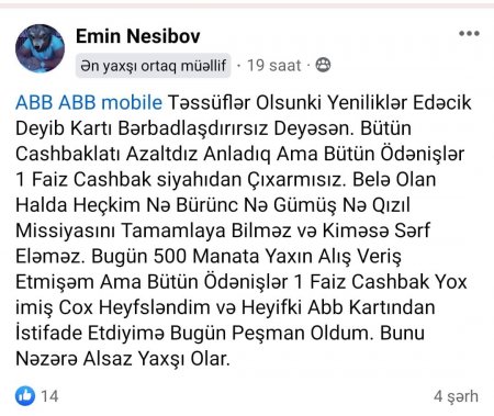 ABB kartı ilə alış-veriş edib peşman oldu