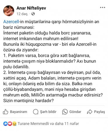 "Paketim varsa, internetə çıxışım niyə bloklanmalıdır?"